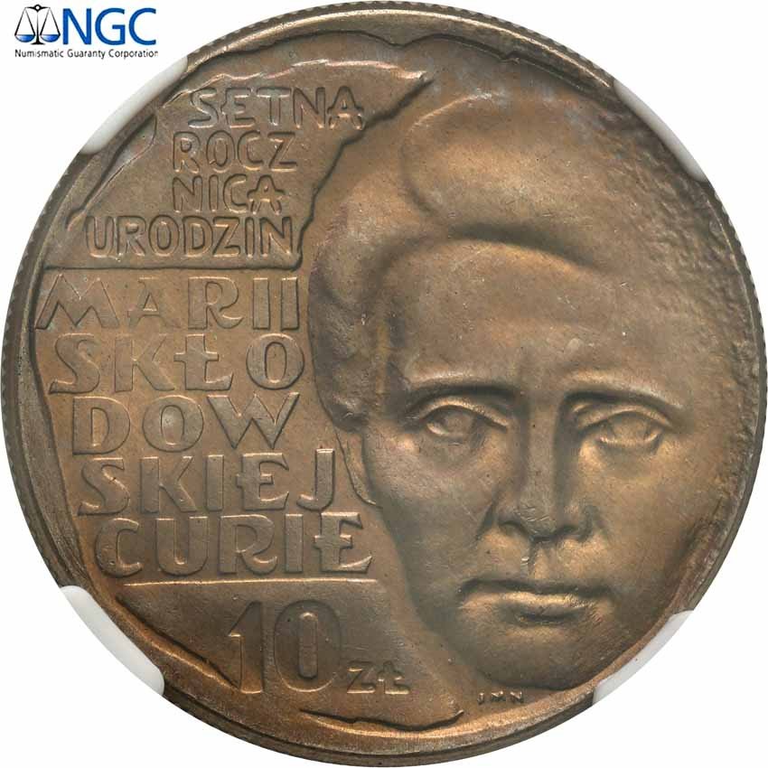 PRL. 10 złotych 1967 Skłodowska NGC MS66